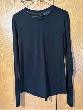 Athleta Black Long Sleeve Crewneck Performance Top